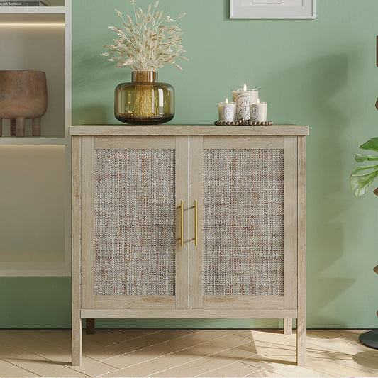 NONEDrawer Rattan Storage Cabinet With Decorated Doors Buffet Sideboard For Hallway Living Room