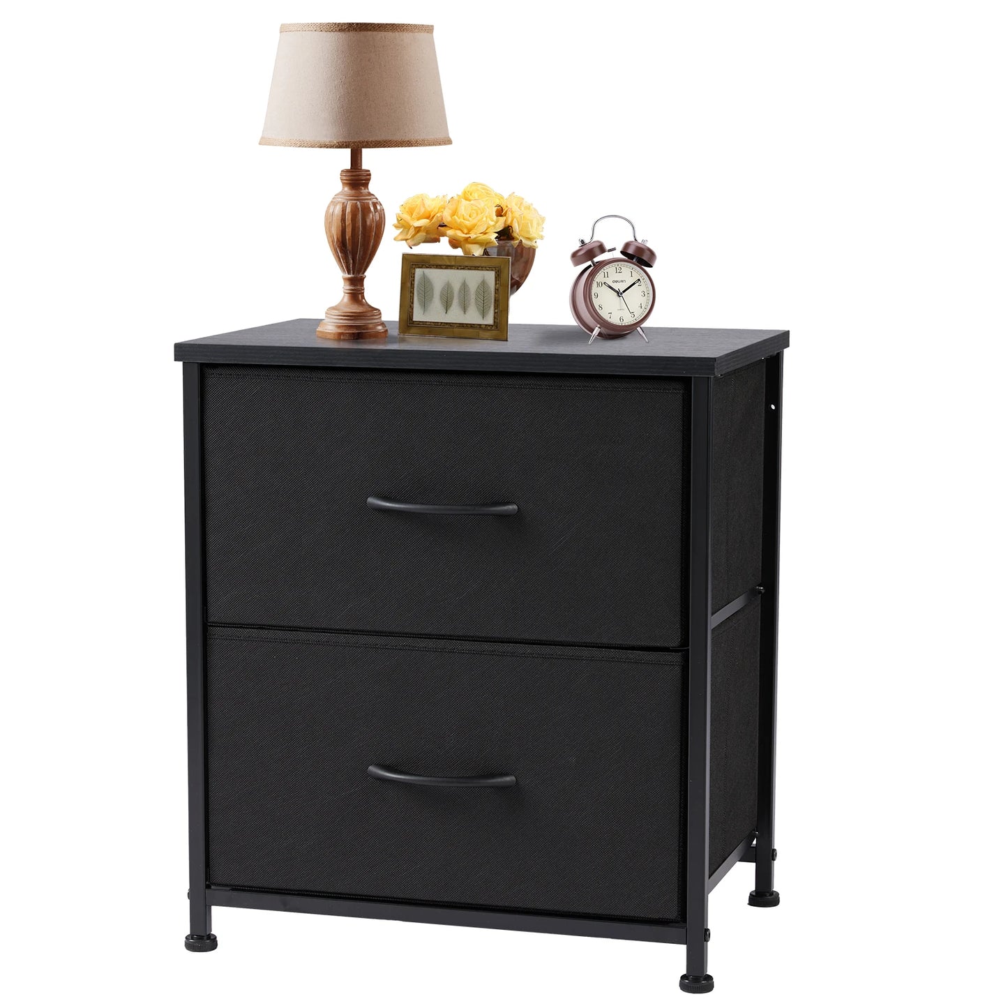 JHK Modern Nightstand With Fabric Drawers for Bedroom Storage Cabinet Furniture Multipurpose