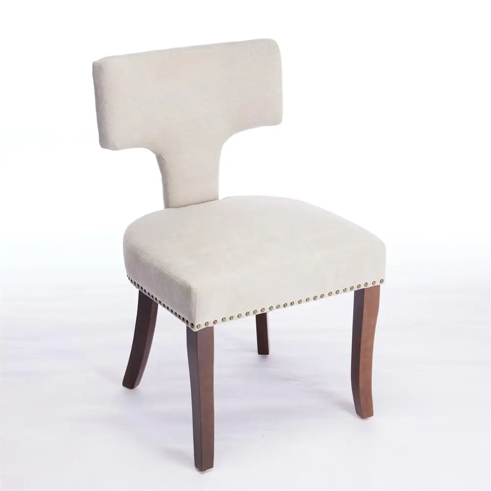 Upholstered Dining Chairs Set of 2 With Nailhead Trim and Wood Legs