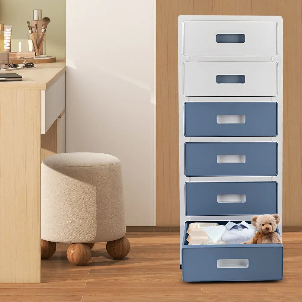 6 Drawer Storage Organizer Cabinet On Wheels Plastic Dresser For Home