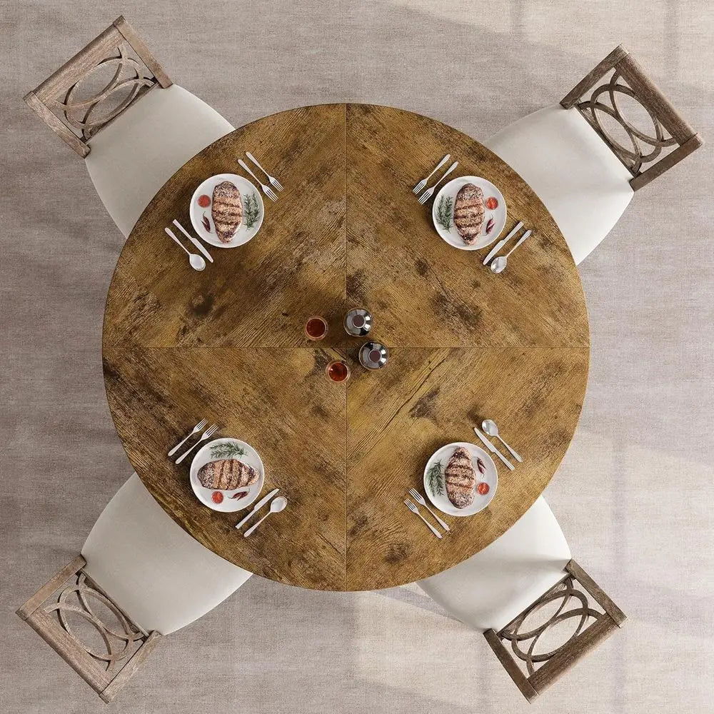 Rustic Dining Table With Wooden Top And Metal Base