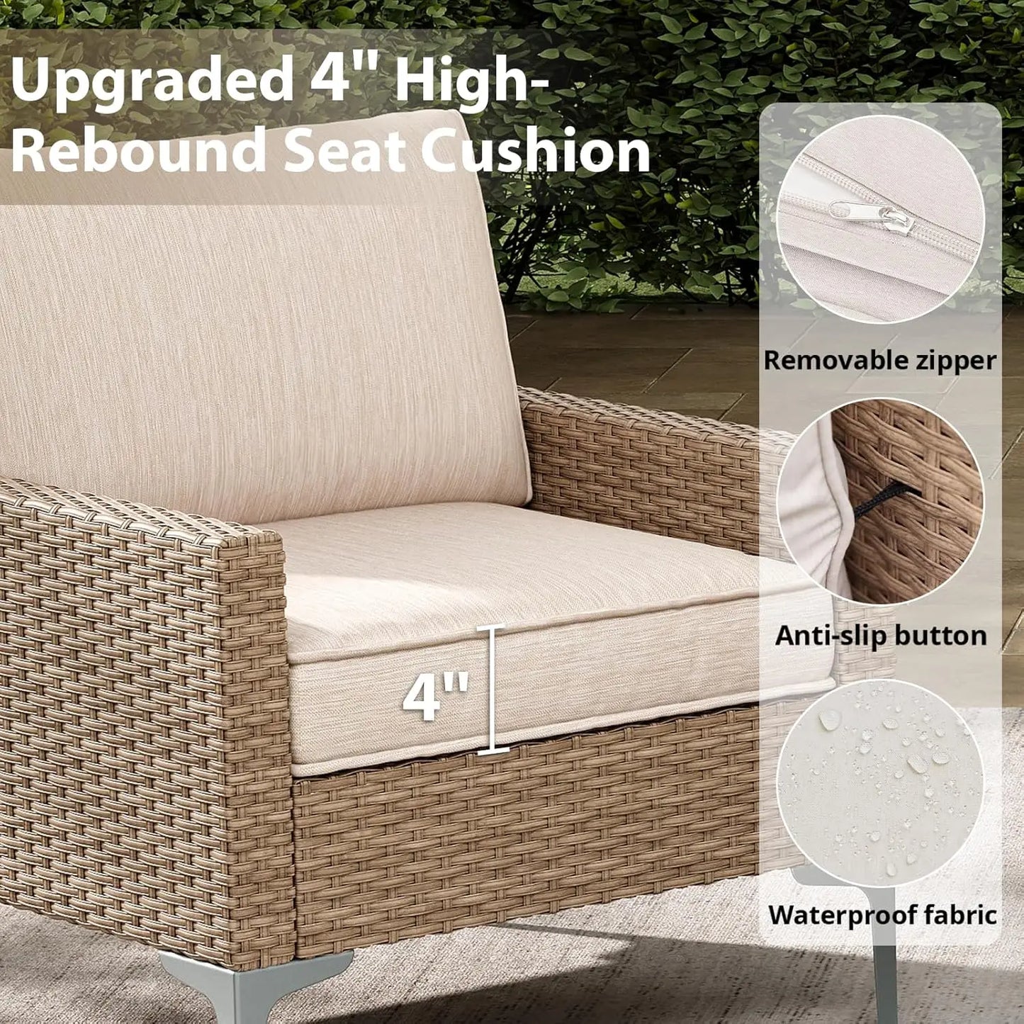 Outdoor Sectional Sofa Set All Weather Wicker Patio Furniture
