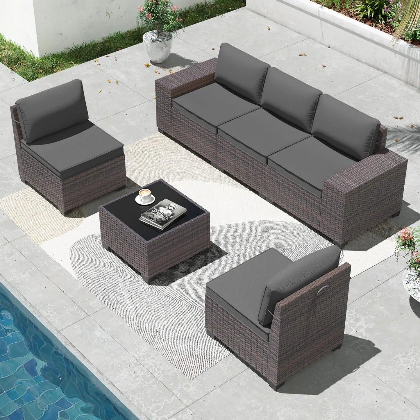 XIAOLANG Outdoor Patio Furniture Set With Glass Table