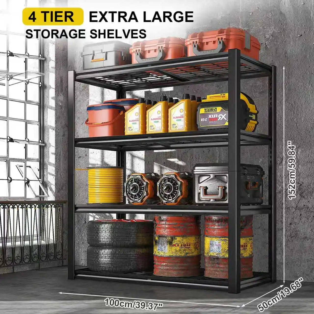 Sturdy 4-Shelf Garage Storage Unit Supports Up To 2240 Pounds
