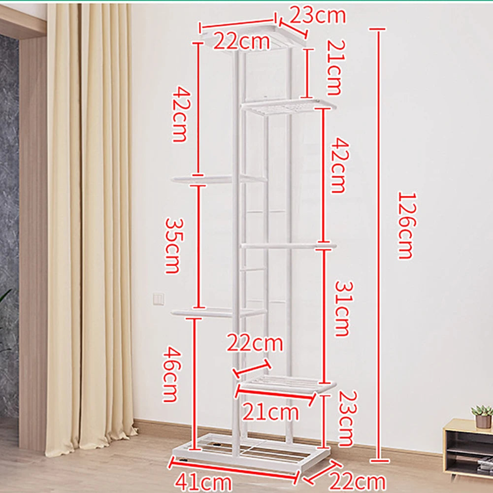 HiMISS 7 Tier Plant Stand Indoor Outdoor Metal Flower Shelf