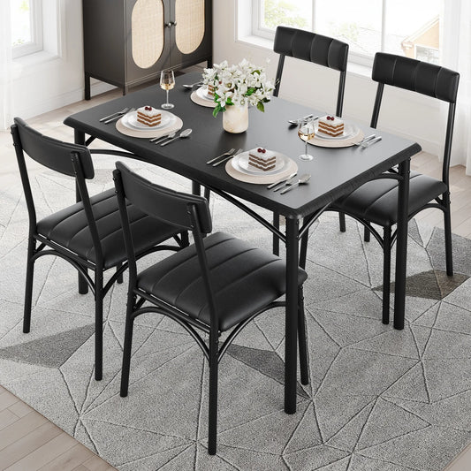 HiMISS Dining Room Set For Four With Upholstered Chairs