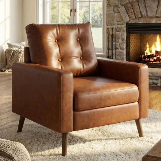XMSJ Tufted Faux Leather Office Chairs Mid Century Modern