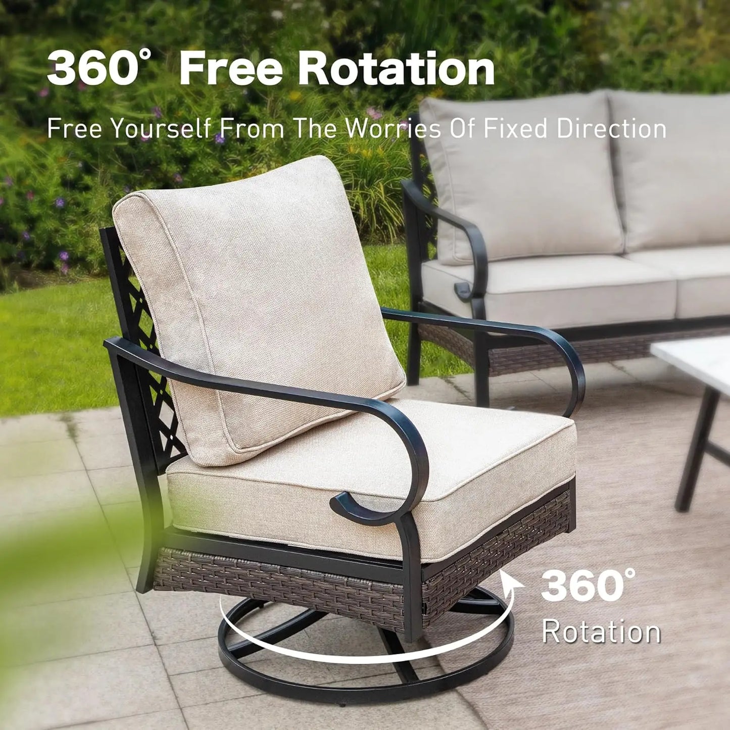 5 Piece Outdoor Patio Conversation Set Seater And Swivel Chairs