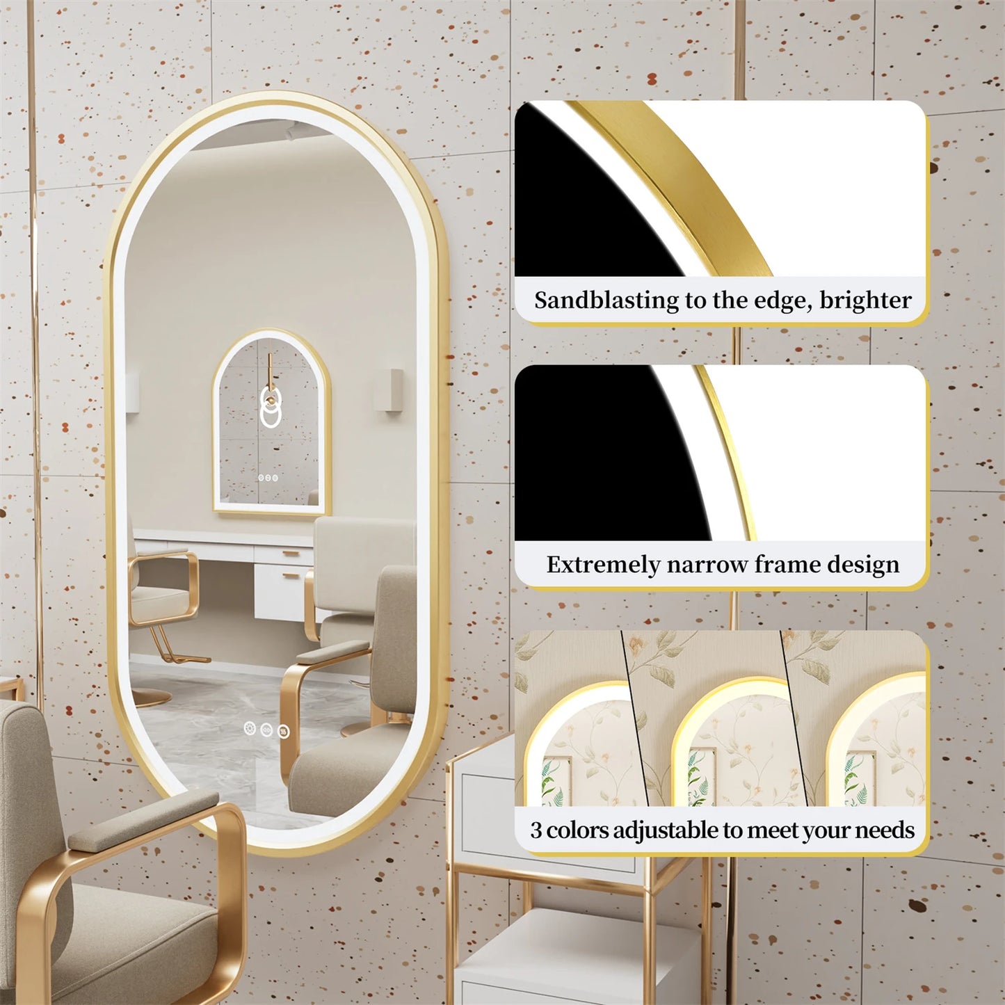 Oval Frame LED Lighted Antifog Smart Vanity Mirror With Dimmable Illumination