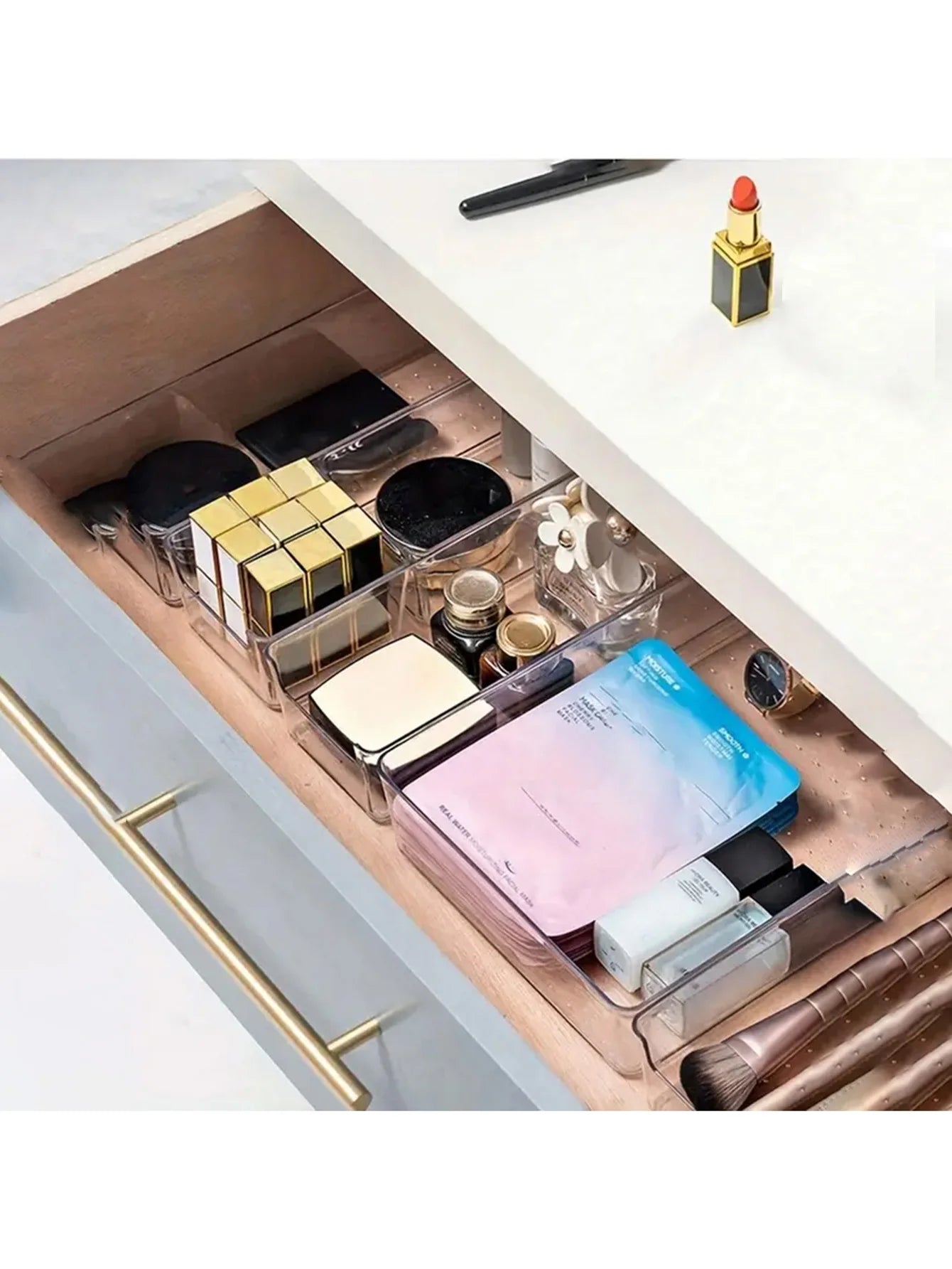 NONECN 44pc Drawer Storage Box Set Multi Functional Transparent