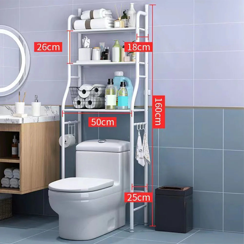 Metal Over Toilet Storage Rack With Removable Towel Hooks