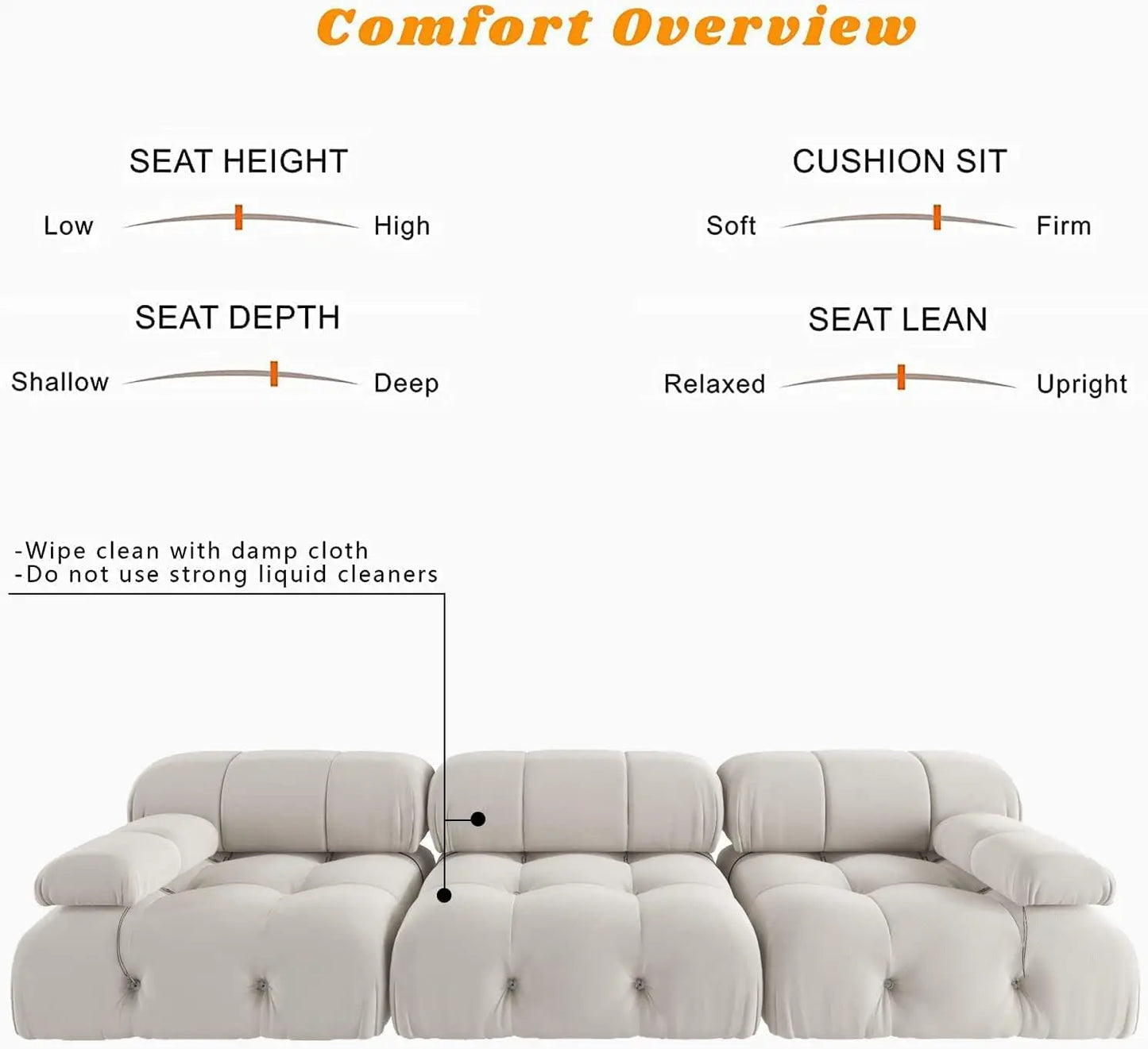 Sdorens Minimalist U Shaped Modular Velvet Sectional Sofa Convertible Living Room Set