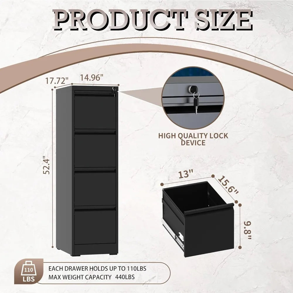 Locking Steel File Cabinet Storage For Legal Letter A4 Documents