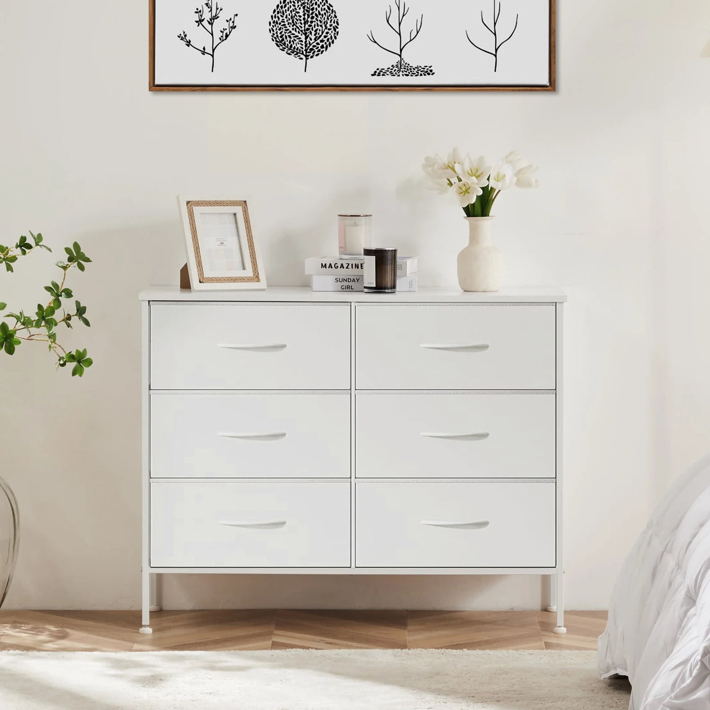 JHK Fabric Cabinet With Six Compartments For Living Room Storage