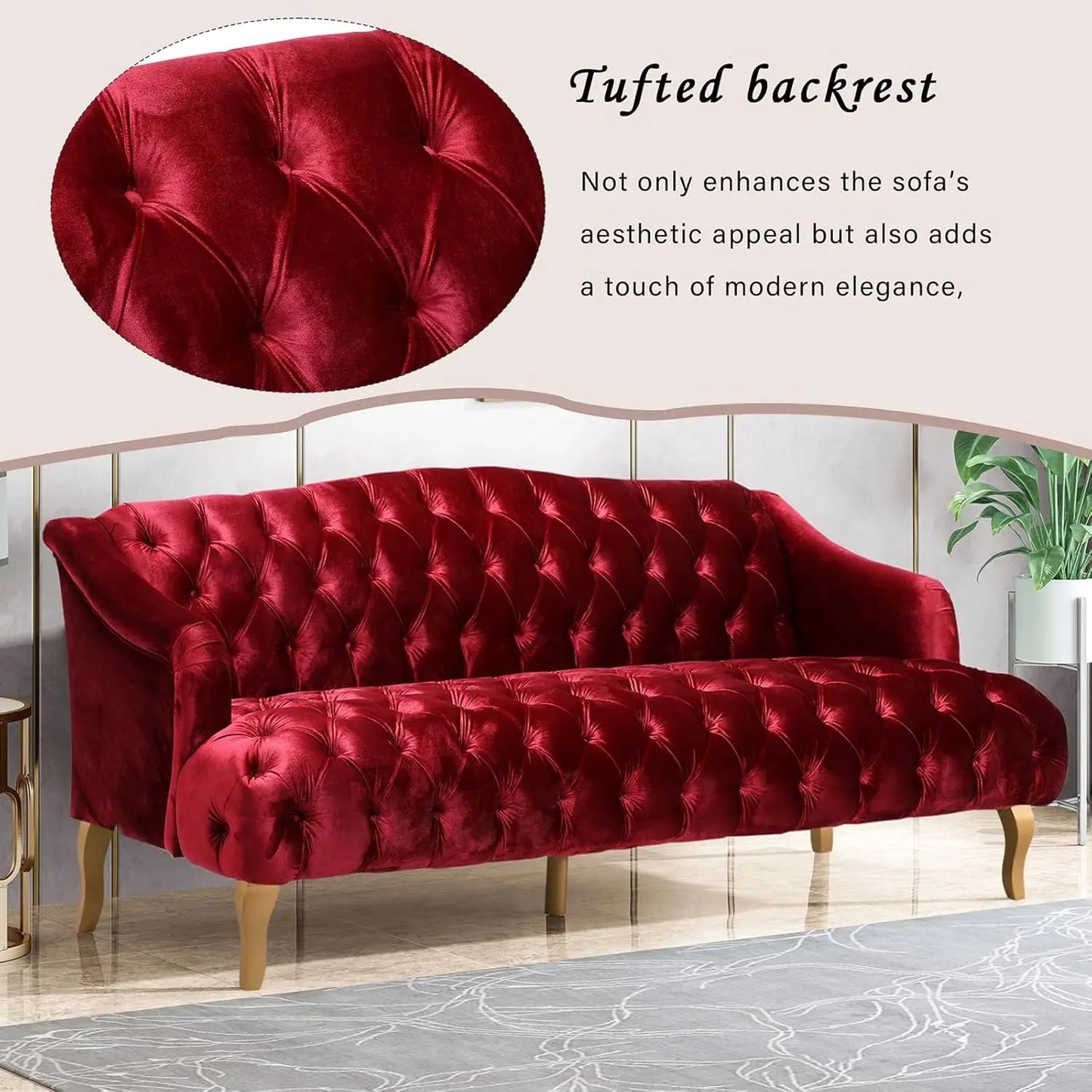Modern Wingback Tufted Velvet Loveseat Settee Sofa