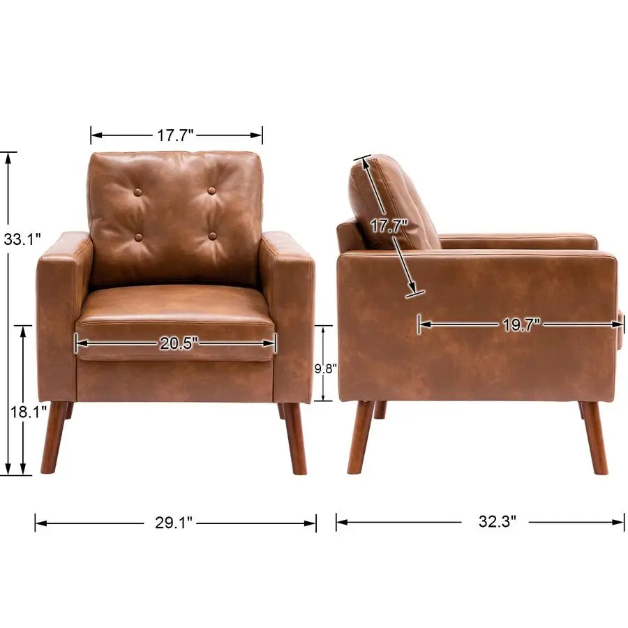 XMSJ Tufted Faux Leather Office Chairs Mid Century Modern