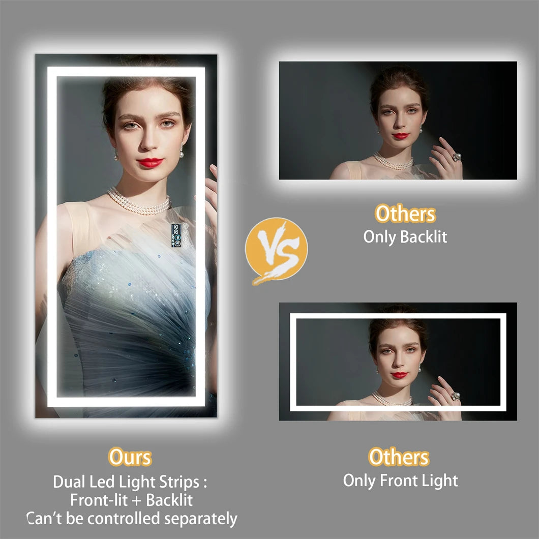 Borwart Smart LED Vanity Mirror With Bluetooth Display Anti Fog