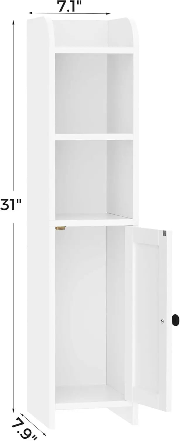 Bathroom Corner Storage Cabinet With Door Shelves Toilet Paper Stand