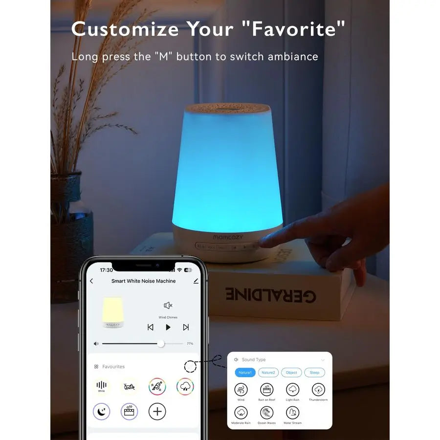 Baby White Noise Machine With Night Light And 34 Soothing Sounds