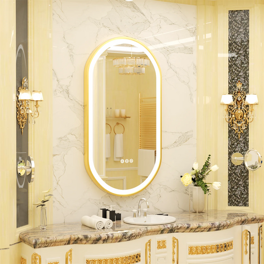 Oval Frame LED Lighted Antifog Smart Vanity Mirror With Dimmable Illumination