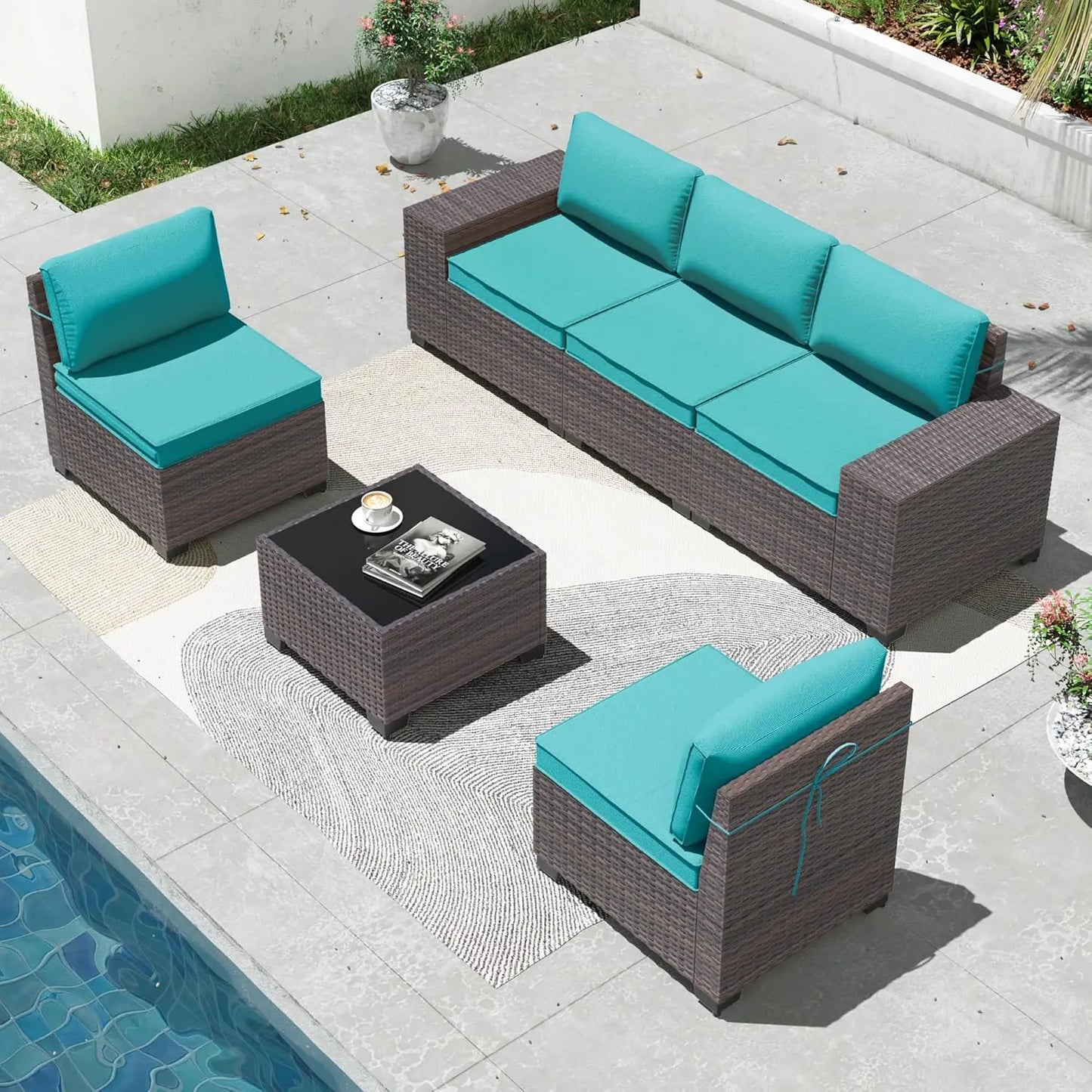 XIAOLANG Outdoor Patio Furniture Set With Glass Table
