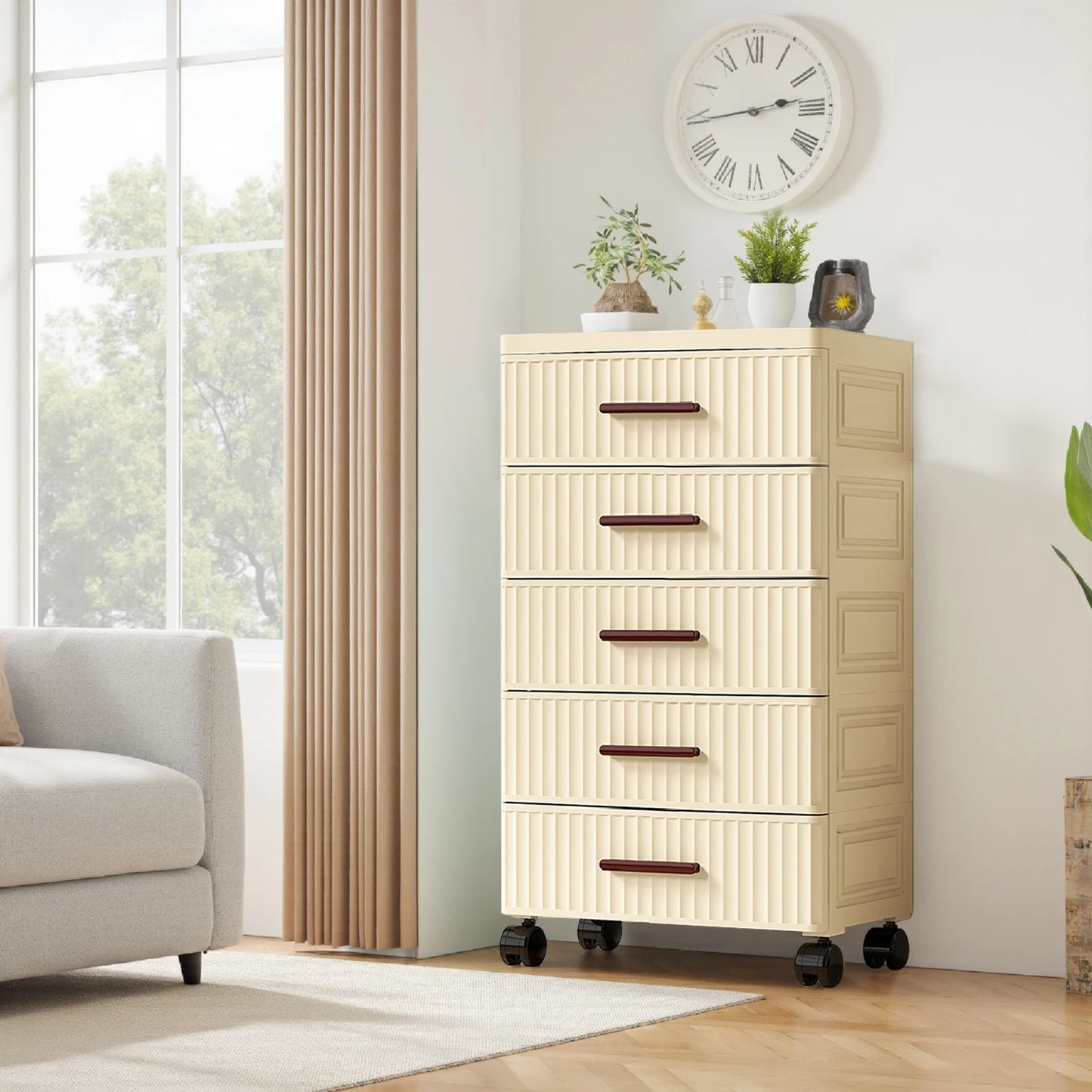 Plastic Drawer Cabinet Storage Cart With Wheels For Bedroom