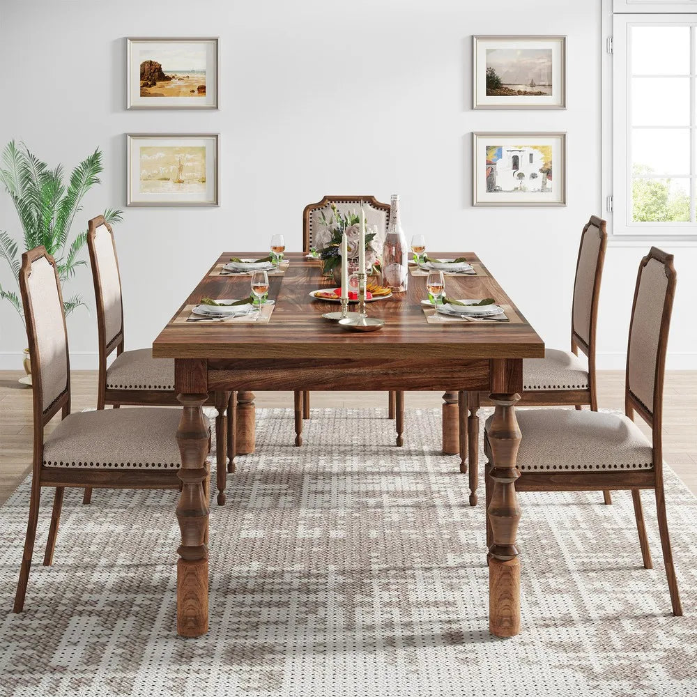 Farmhouse Wood Dining Table For 4 To 6 People