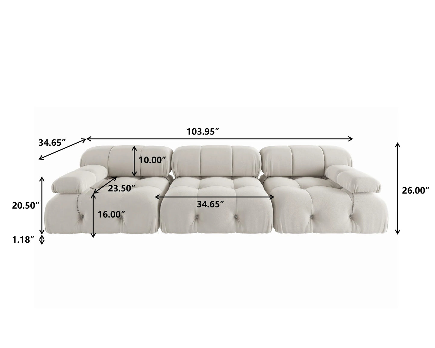 Sdorens Minimalist U Shaped Modular Velvet Sectional Sofa Convertible Living Room Set