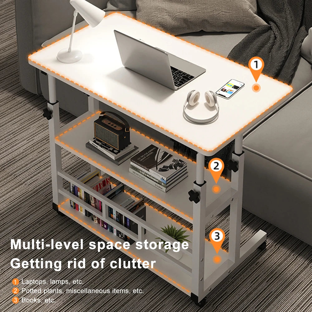 APWIKOGER Multi Layer Standing Desk Height Adjustable Wooden Computer Desk Workstation Bedside Table For Home Office