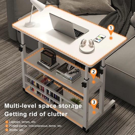 APWIKOGER Multi Layer Standing Desk Height Adjustable Wooden Computer Desk Workstation Bedside Table For Home Office
