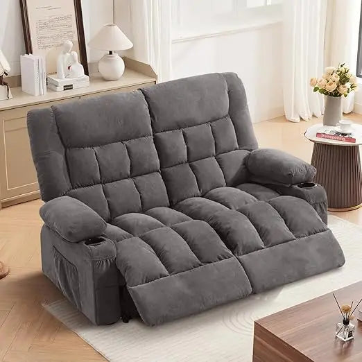 Manual Recliner Loveseat With Cup Holders For Living Room