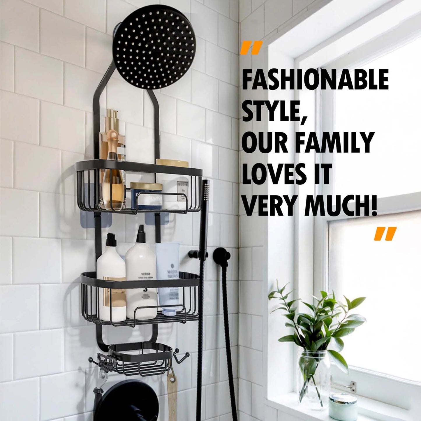 Three Tier Shower Shelf Large Capacity for Towels and Bath