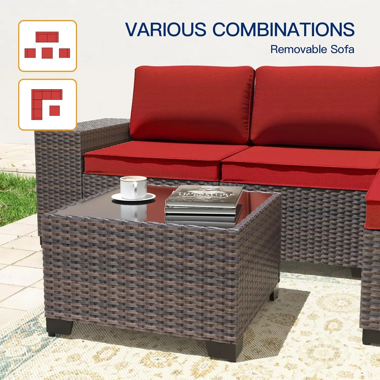 XIAOLANG Outdoor Patio Furniture Set With Glass Table