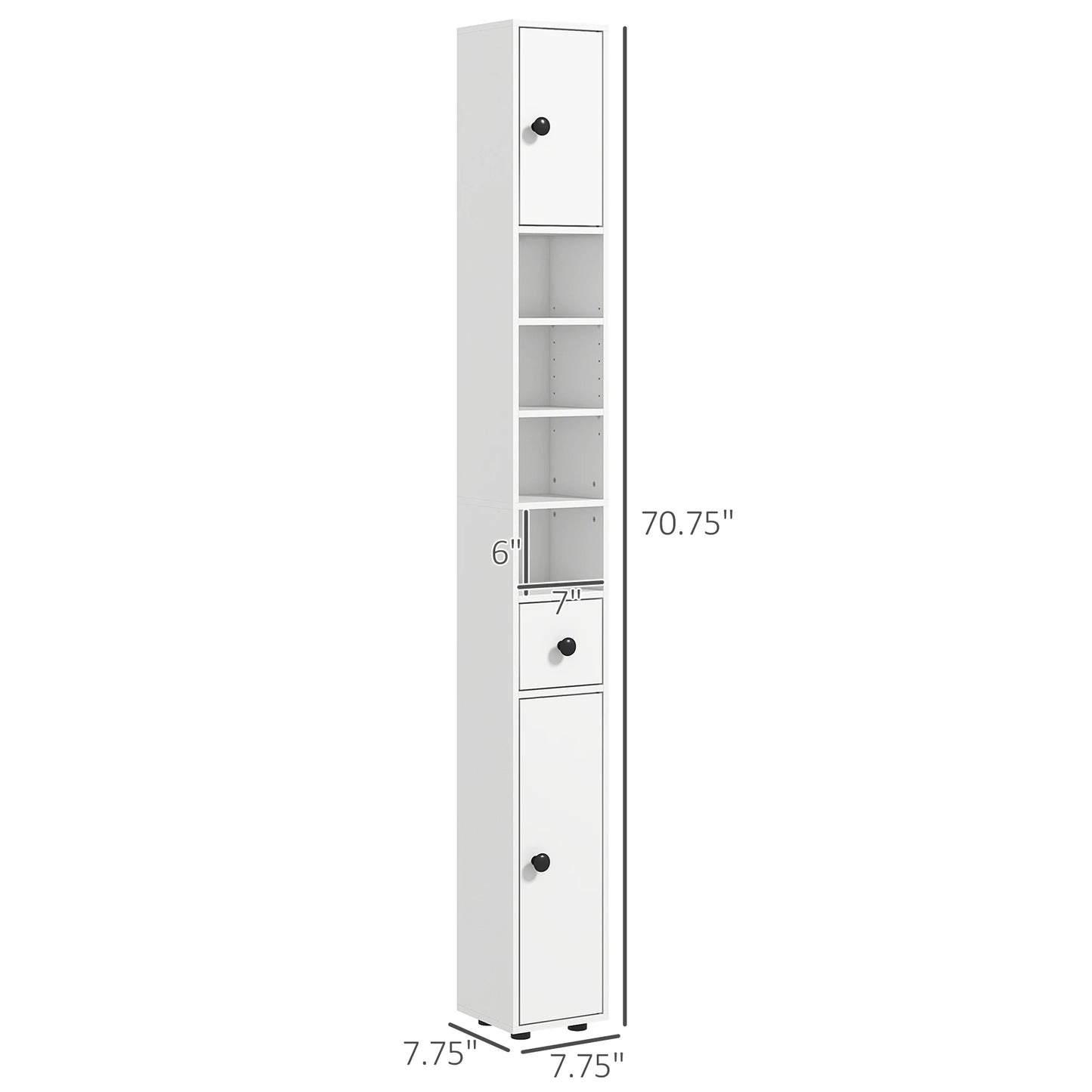Kleankin Bathroom Storage Cabinet With Open Shelves