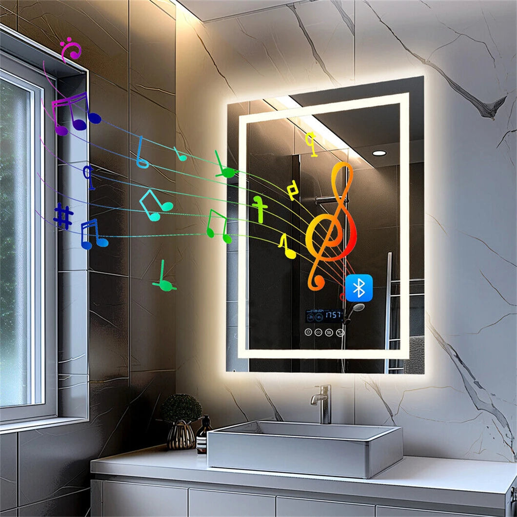 BORWART Smart LED Bathroom Mirror with Bluetooth Speaker