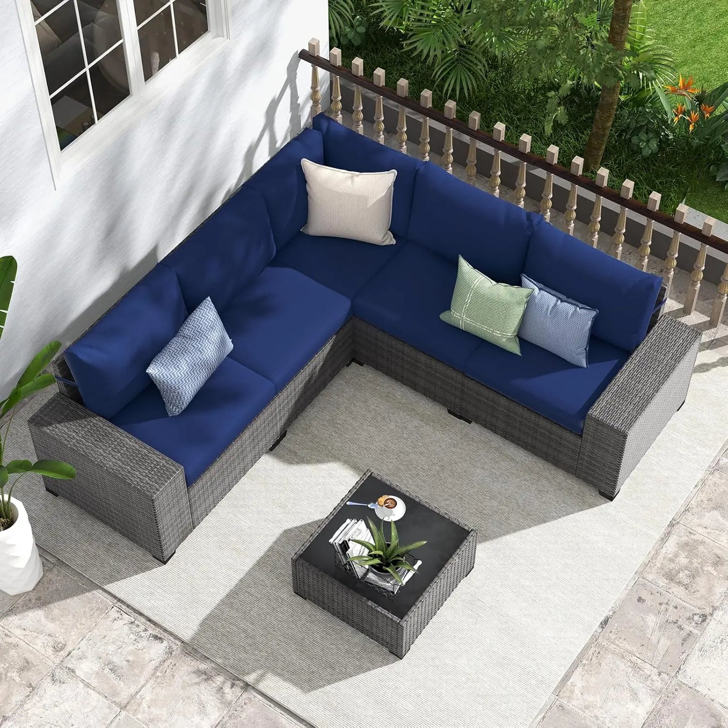 Rattan Outdoor Patio Sofa Set With Coffee Table PE Wicker