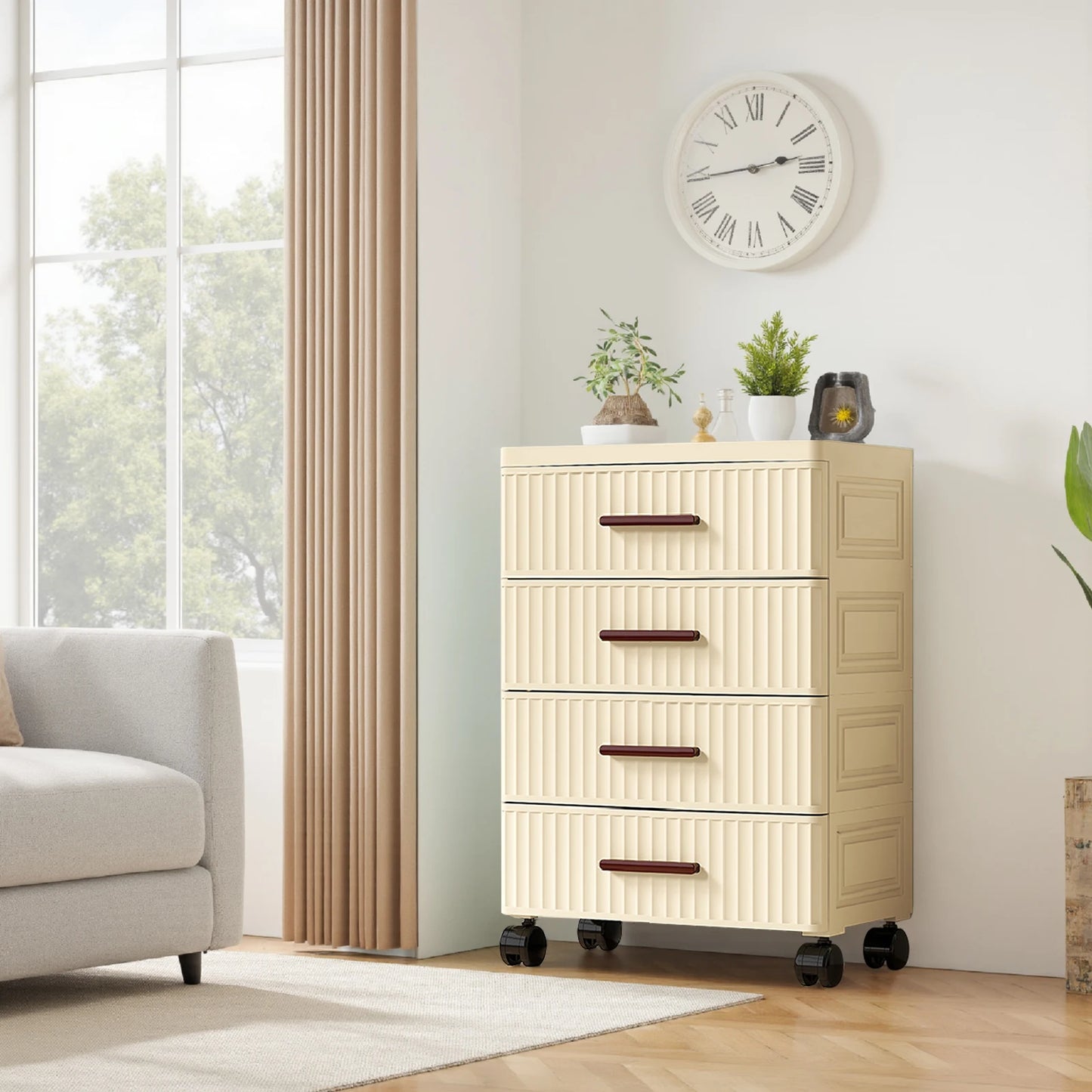 Plastic Drawer Cabinet Storage Cart With Wheels For Bedroom