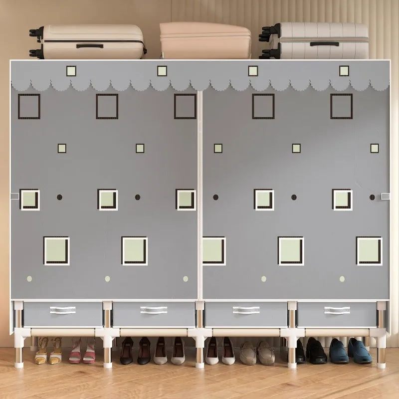 ArluKin Minimalist Walk In Wardrobe With Drawers And Dust Cover