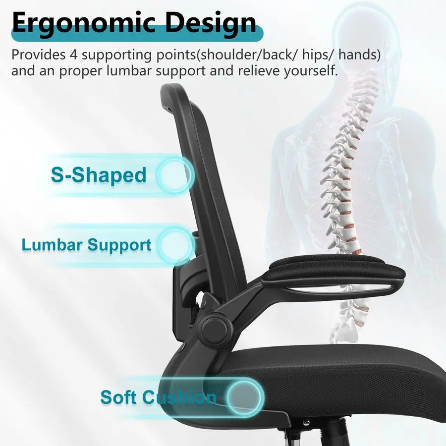 MBVM Ergonomic Office Chair Breathable Mesh High Back Lumbar Support