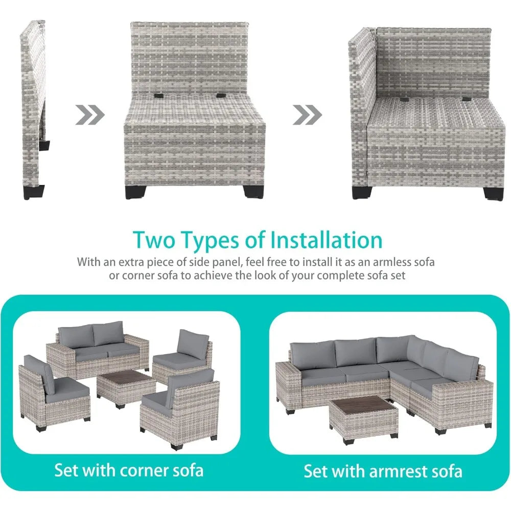 12 Piece Wicker Outdoor Patio Furniture Set With Thick Cushions