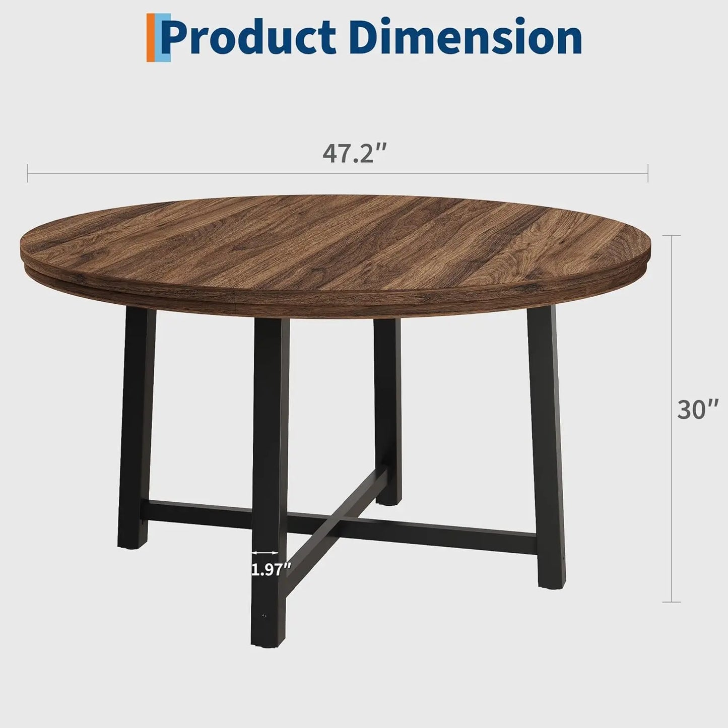 Studyset Industrial Dining Table with Rustic Wood Top and Metal Frame