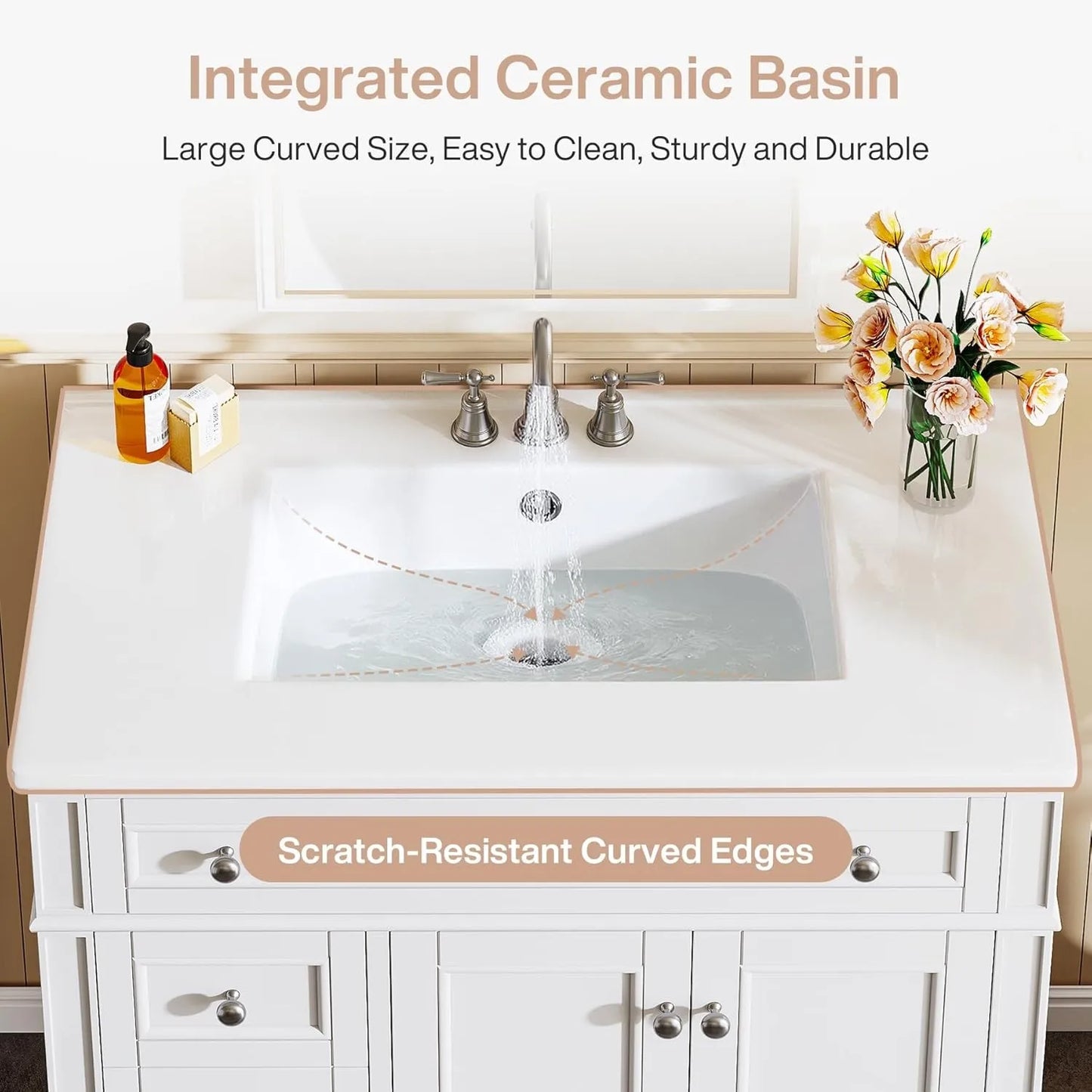 Bathroom Vanity With Sink Cabinet And 4 Drawers 2 Doors
