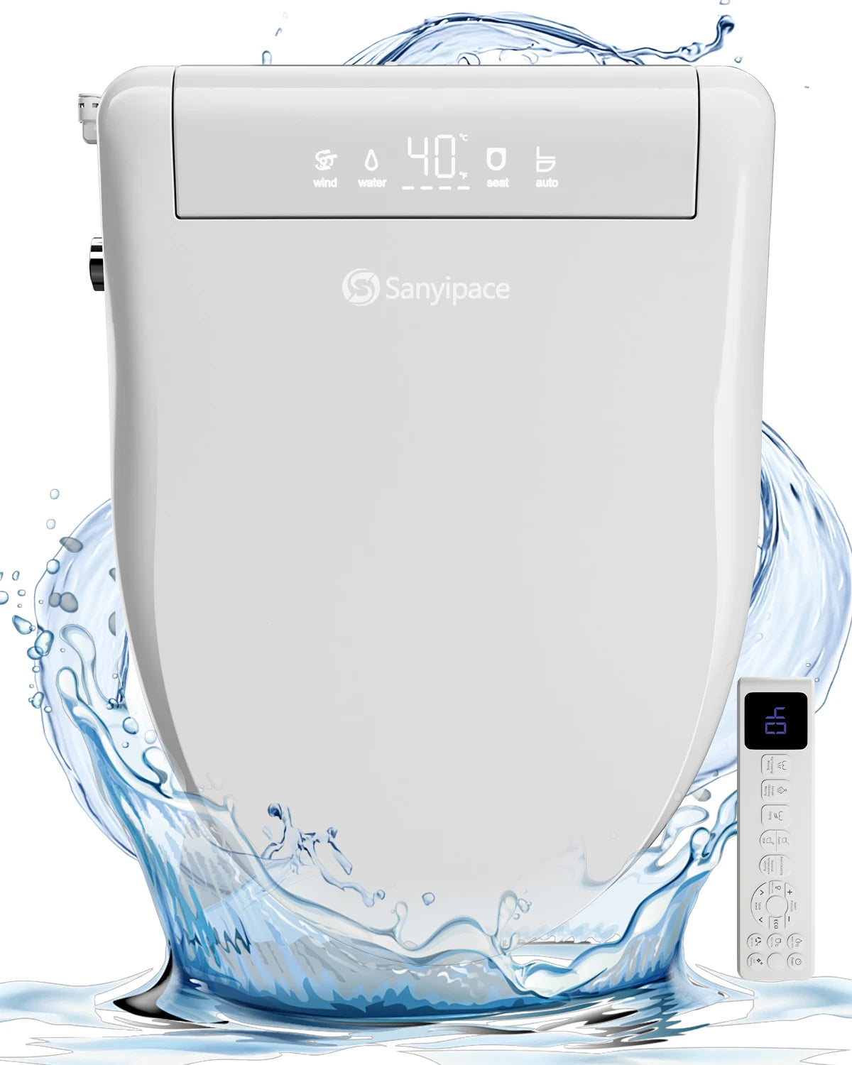 Sanyipace Elongated Smart Toilet Seat With Air Dryer Night Light
