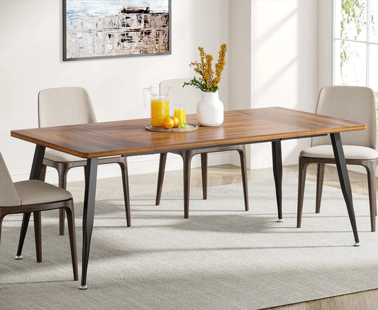 Tribesigns Dining Table Rustic Industrial Modern Faux Wood Metal Legs