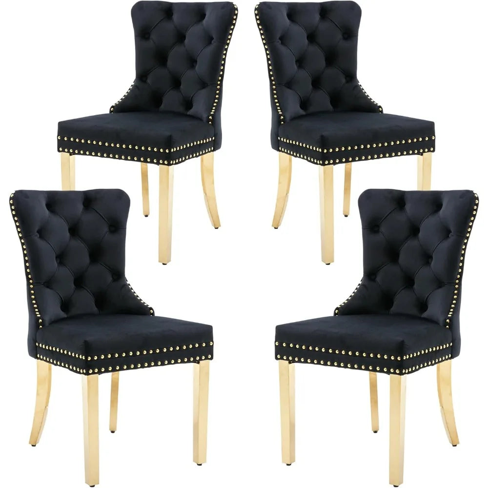 MOYU Velvet Dining Chairs Set Of 4 Tufted Upholstered Chairs