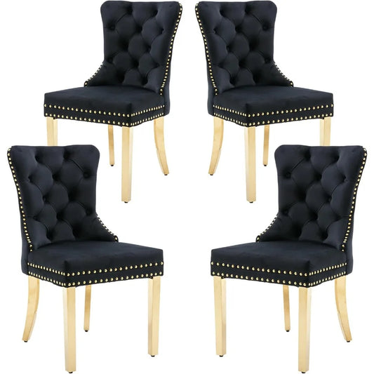 MOYU Velvet Dining Chairs Set Of 4 Tufted Upholstered Chairs