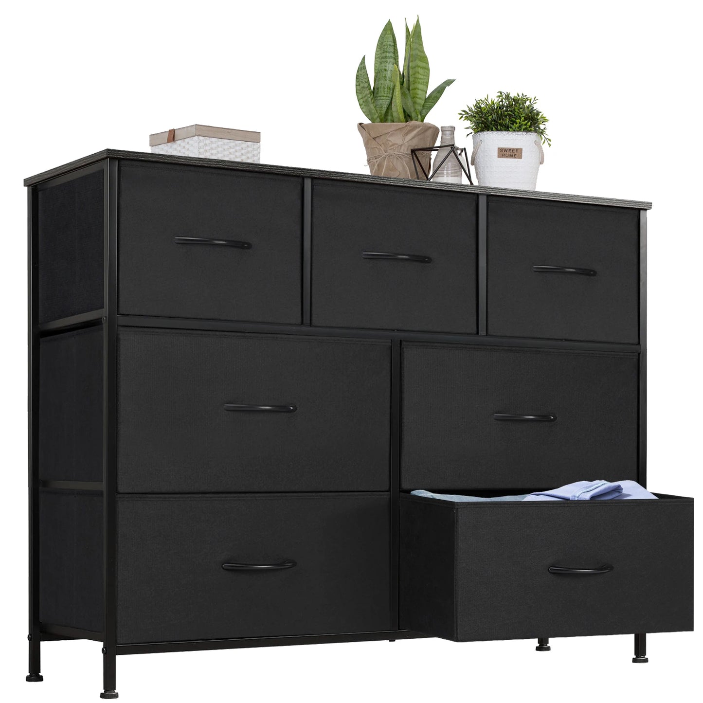 JHK Dresser With 7 Fabric Drawers Storage Cabinet For Bedroom Living Room Organization