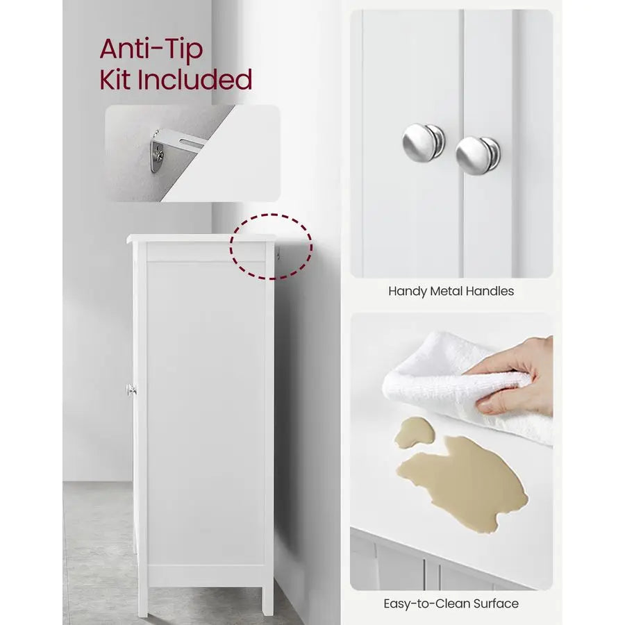 XMSJ Floor Storage Cabinet Freestanding With Two Adjustable Shelves