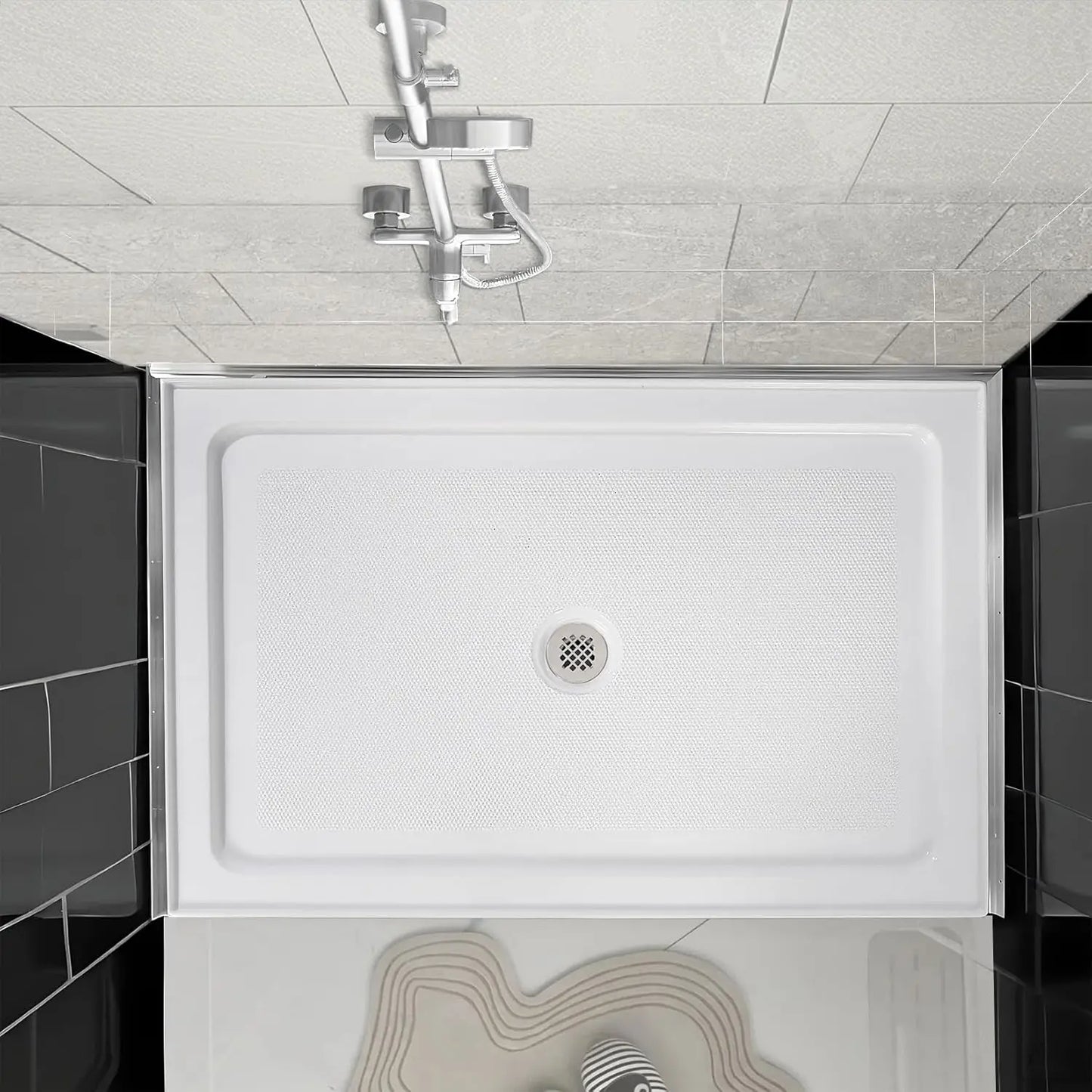 TWISTER.CK Anti-Slip Textured Acrylic Shower Base With Drain