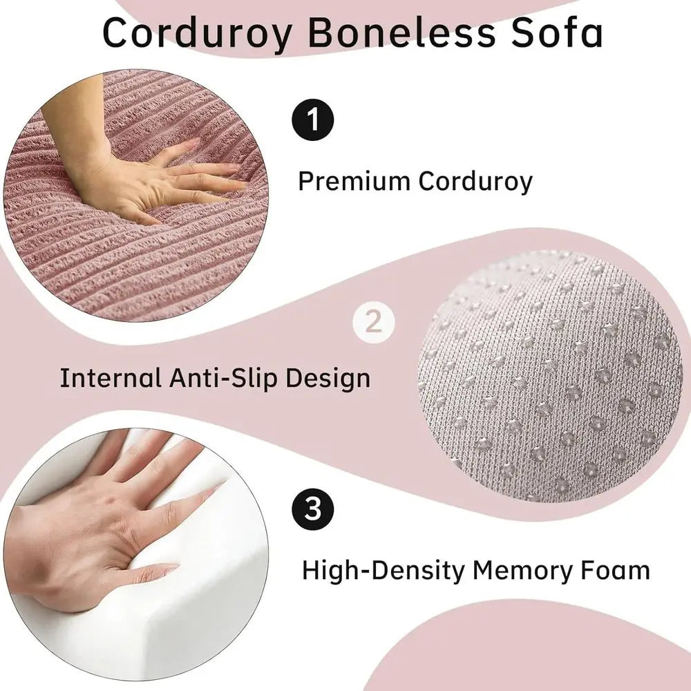 Modern Corduroy Upholstered Chaise Lounge Chair With Ottoman